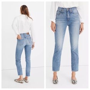 Madewell The Petite Perfect Vintage Jean In Ainsworth Wash Denim Frayed Hem